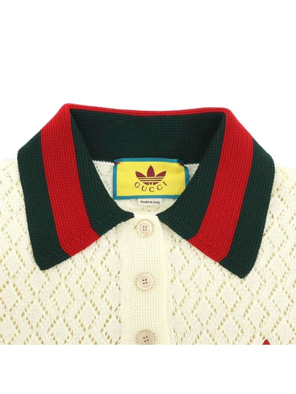 Gucci Adidas Short Sleeve Knit Polo Shirt Ivory XS - Picture 3 of 7